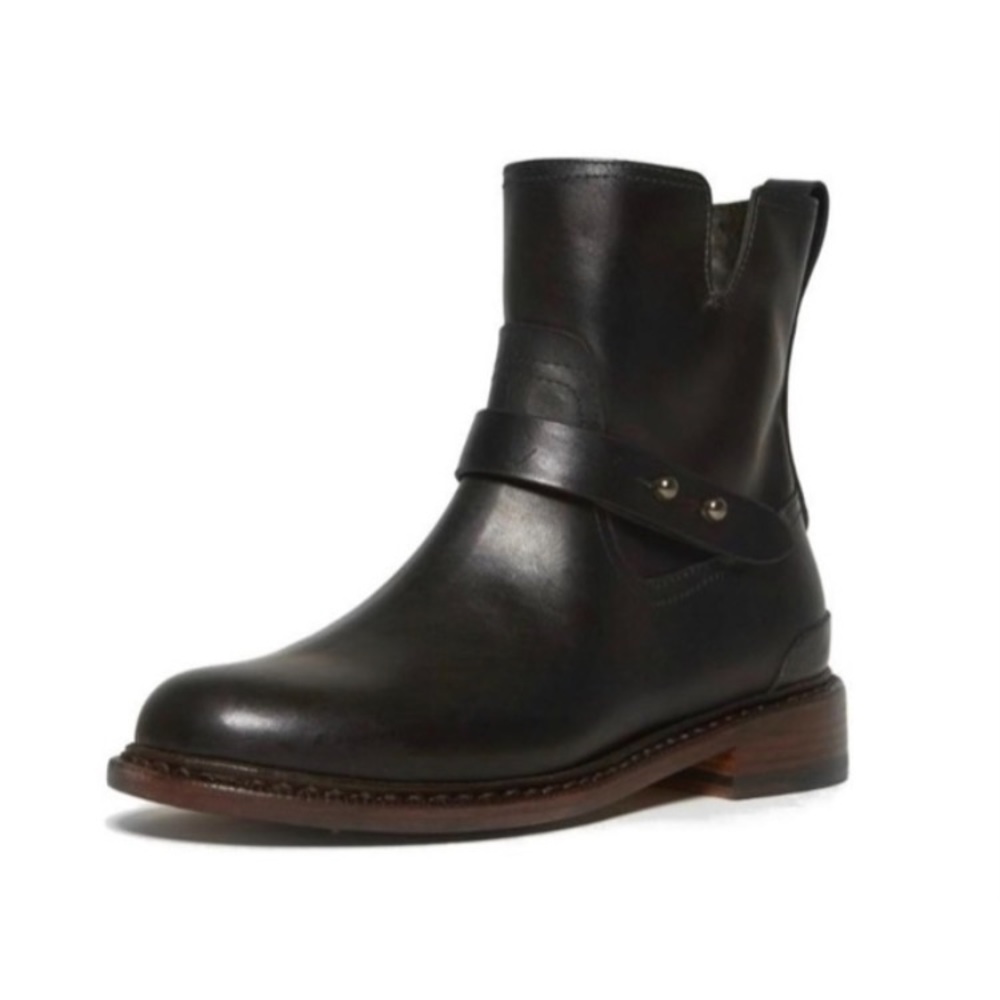 RAG & BONE Black Leather Moto Boots Size 40 (US 10) made small